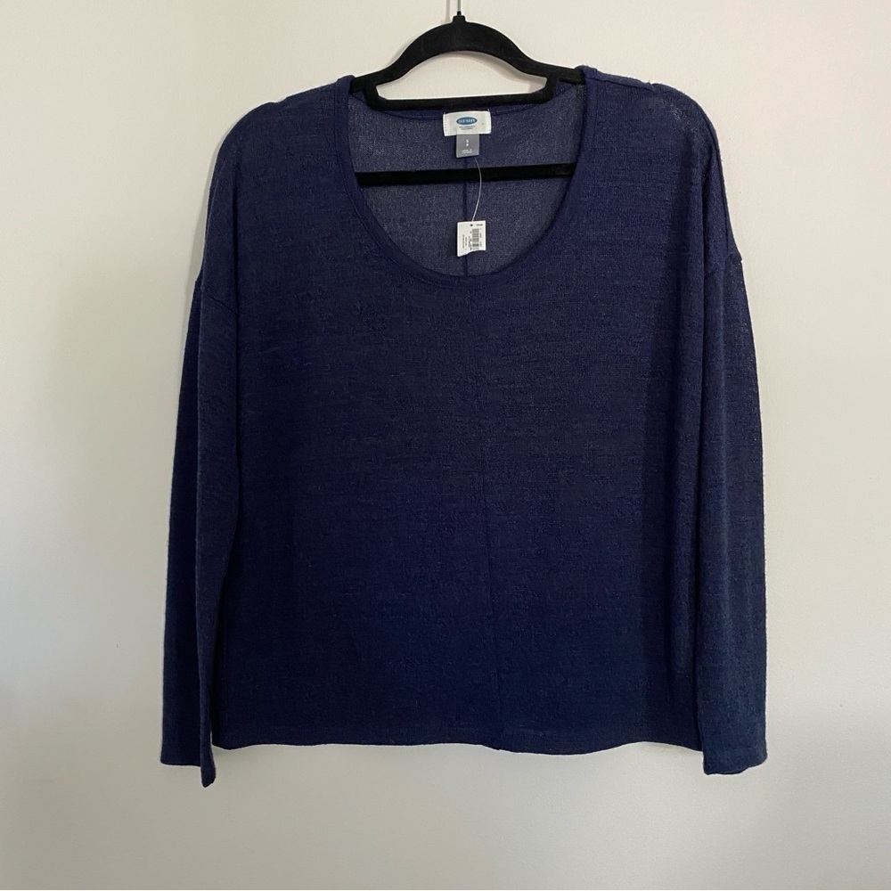 NWT Old Navy Navy Blue Scoop Neck Sweater Top - Picture 2 of 4